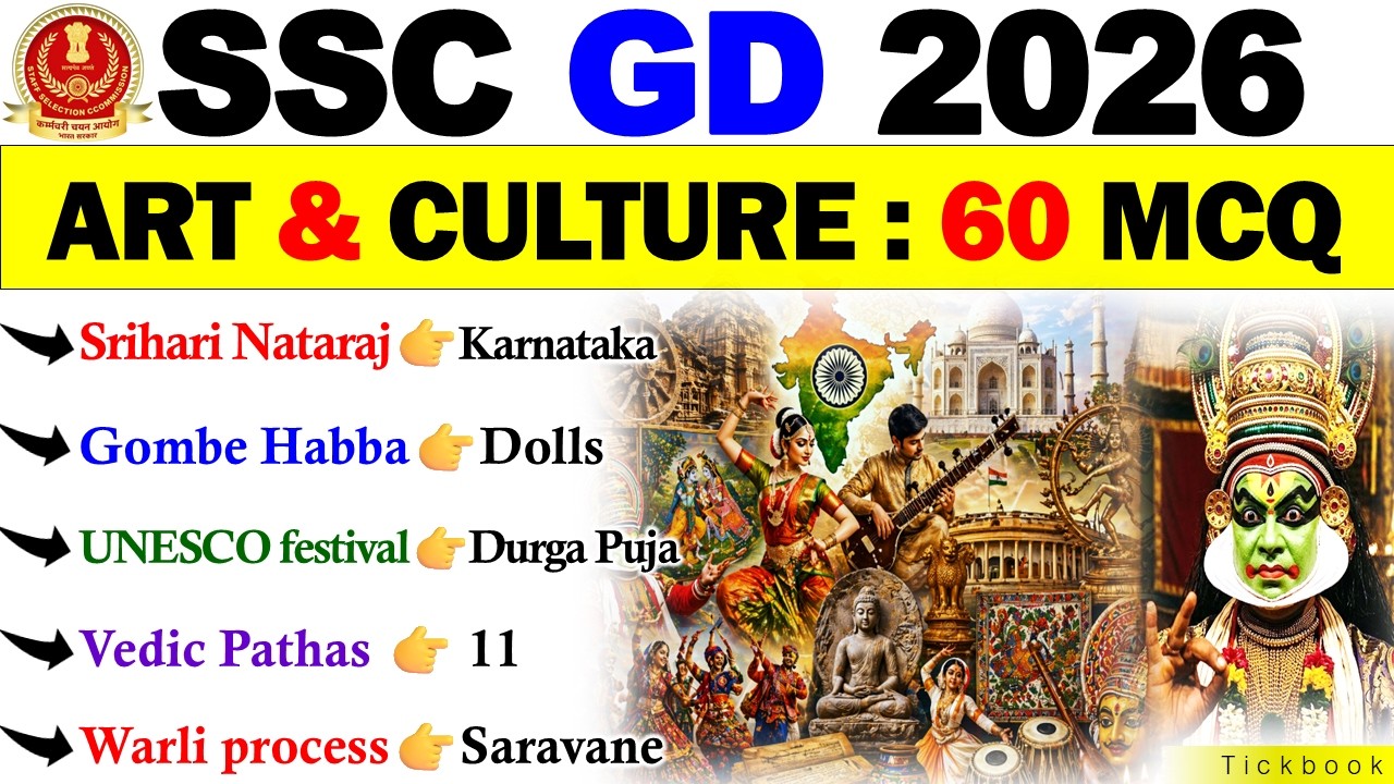 SSC GD 2026🔥 | Top 60 Art & Culture GK MCQ | Static GK for SSC GD Constable 2026