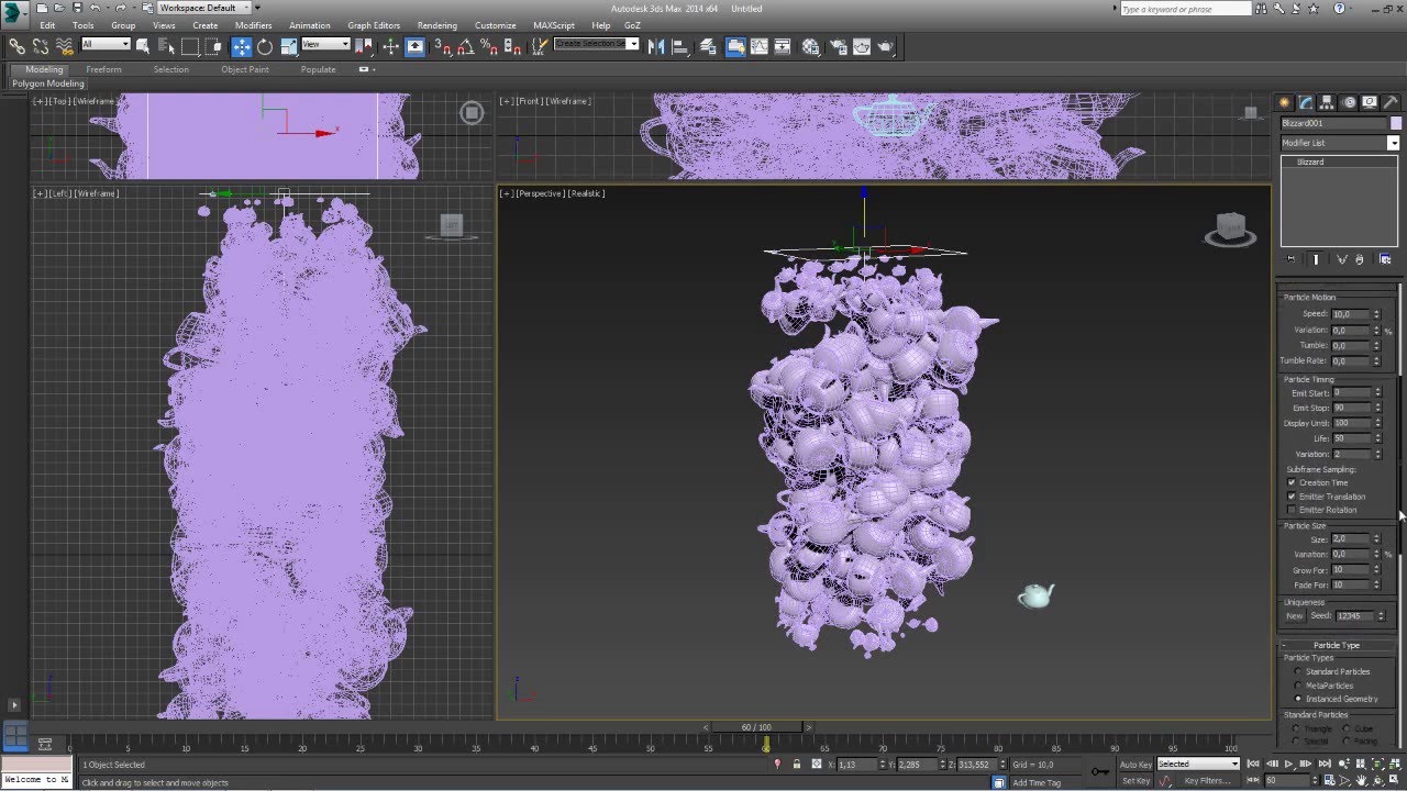 3D Max. Урок №32. Системы частиц Snow и Blizzard.