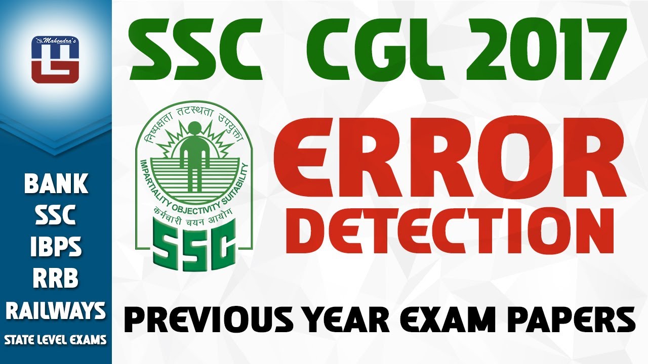 Error Detection | Expected Questions Based on Previous Year Exam Papers | English | SSC CGL 2017