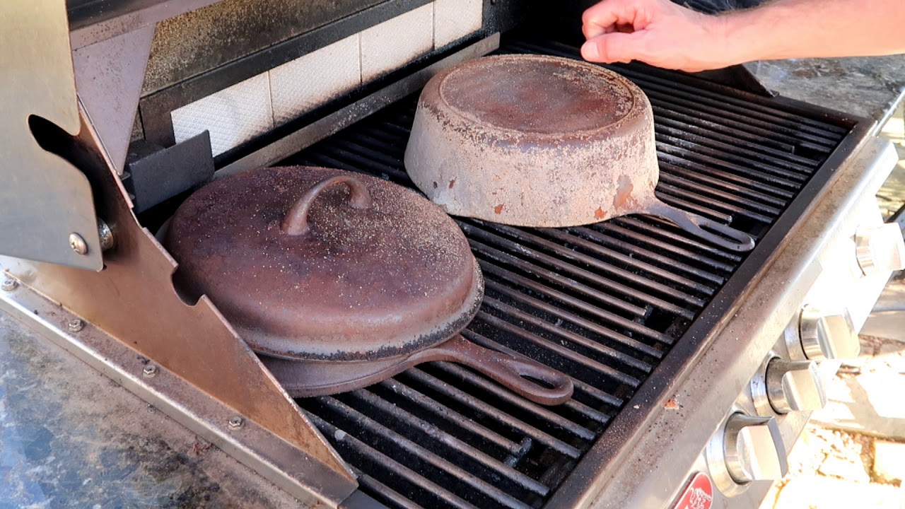 RESTORING CAST IRON COOKWEAR ON THE OUTDOOR GRILL