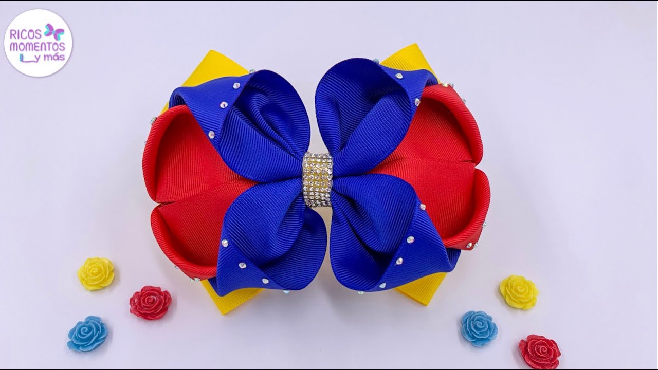 Cómo hacer moños fáciles de hacer / moños con listón de 7.5 cm / moños para niñas / lazos de listón