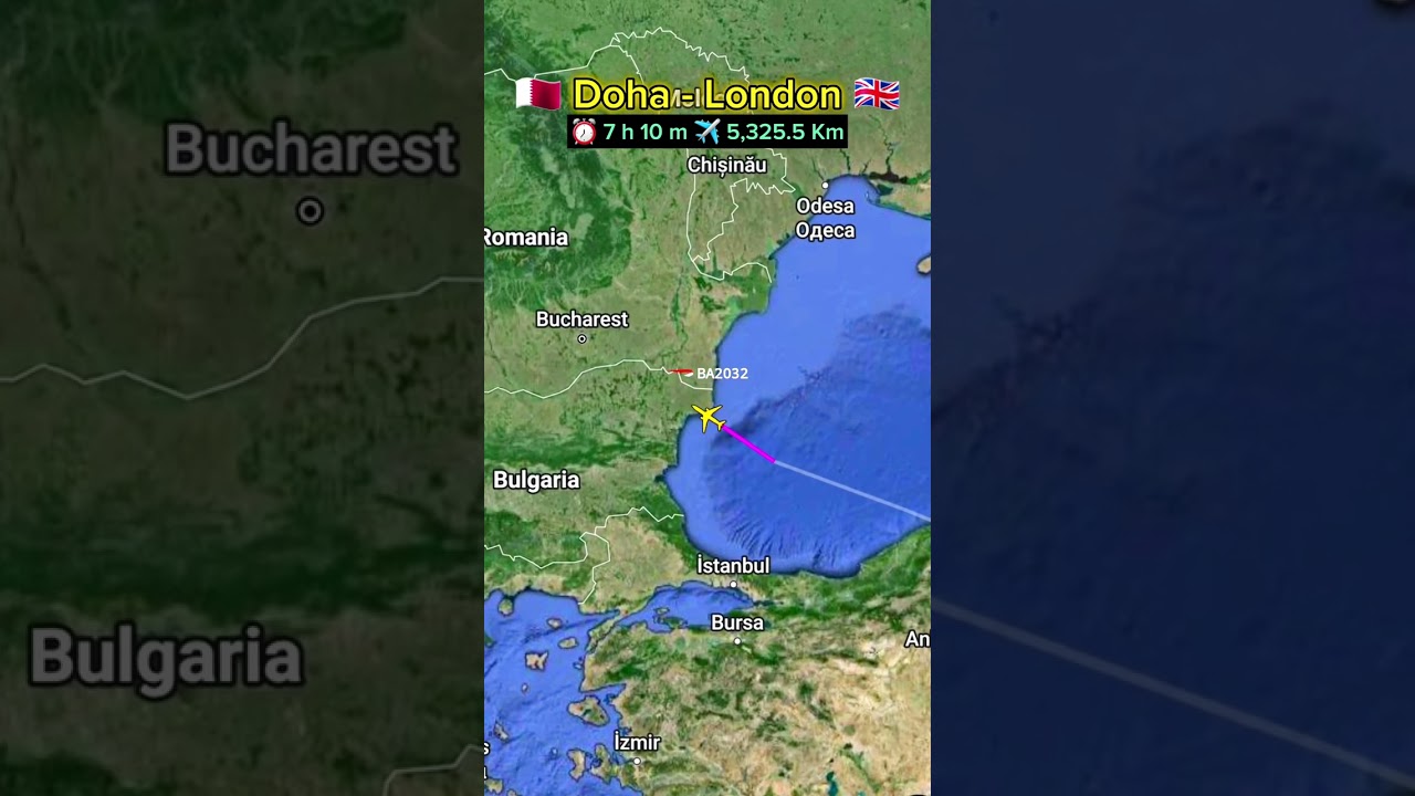 Doha 🇶🇦 to London 🇬🇧 Flight Route | British Airways | Real-Time Flight Tracking