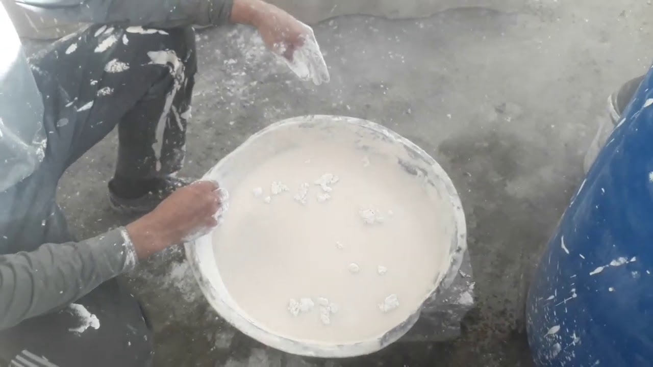 تعلم مهنة  المخمر الجبس أو البورك للمبتدئين  كمية الماء والبورك