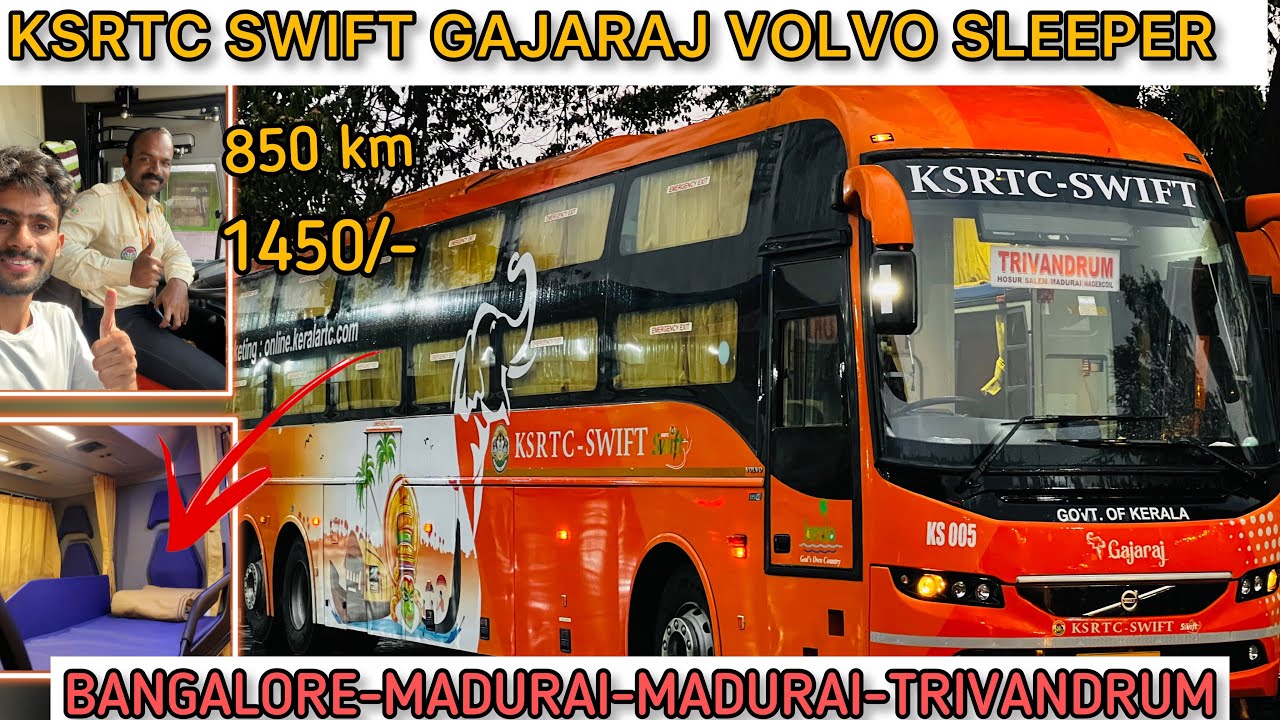 ആനവണ്ടിയിൽ കിടന്നുറങ്ങി ഒരു ആഡംബര യാത്ര SWIFT GAJARAJ VOLVO B11R BANGALORE MADURAI NAGARCOIL TVM
