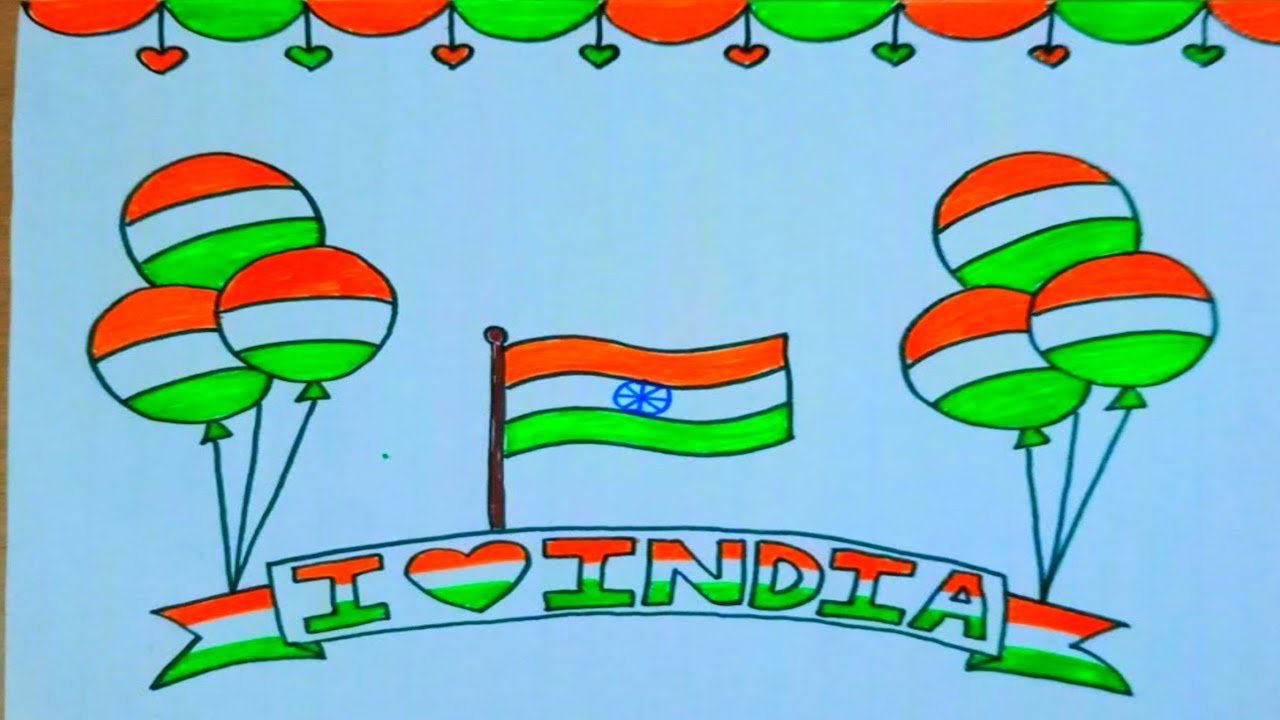 Independence day easy and a beautiful drawing idea by mev creations, स्वतंत्रता दिवस ki drawing