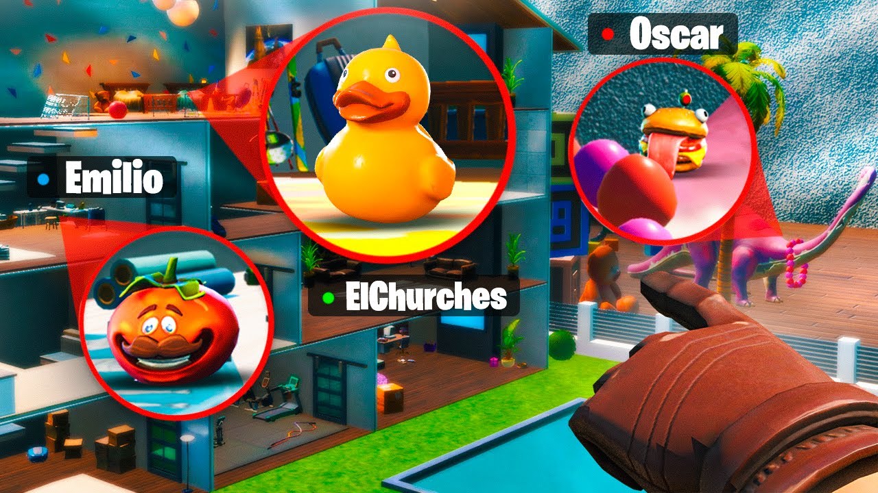 ¡¡ MIS PRIMOS LOS RATAS !! ESCONDITE PROP HUNT EN LA CASA DE LUJO DE FORTNITE !! - ElChurches