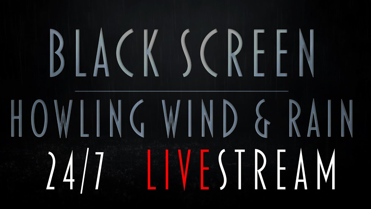 Black Screen Howling Wind & Rain & Thunder | LiveStream 24/7