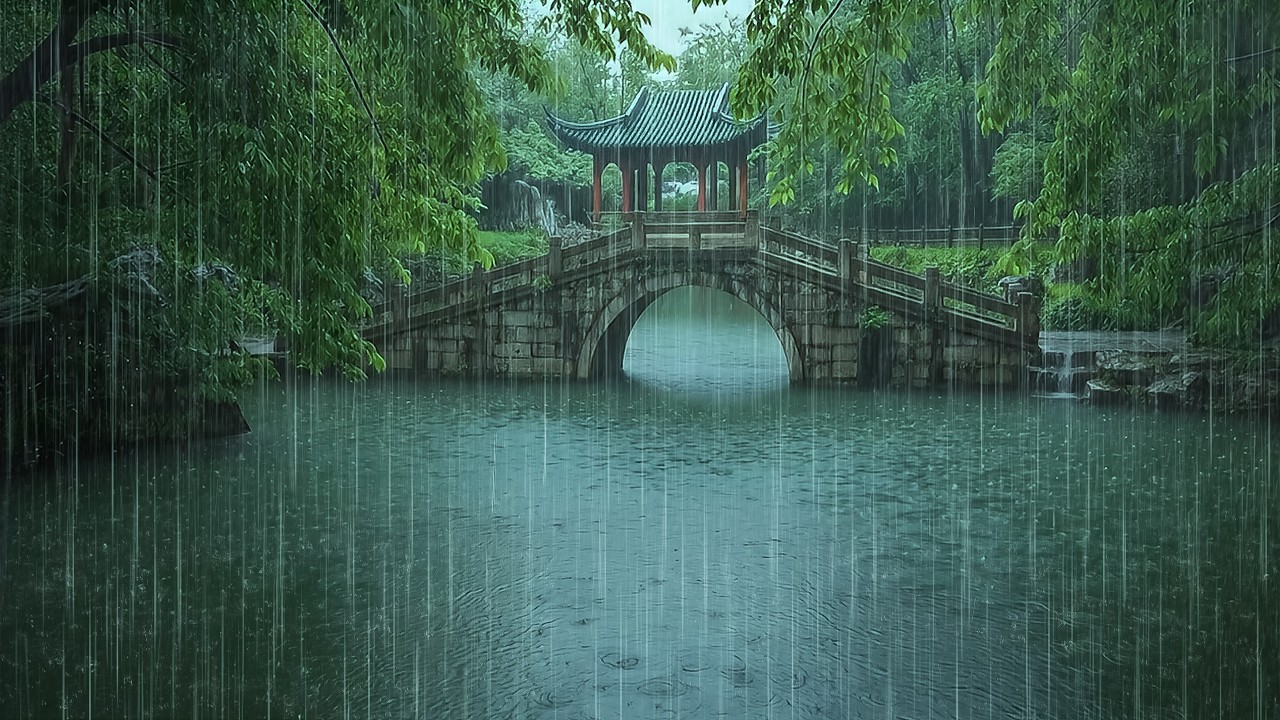 Melt Away Your Stress | Gentle Rain Falling on Forest Lake | ASMR Nature Forest Rain to Sleep