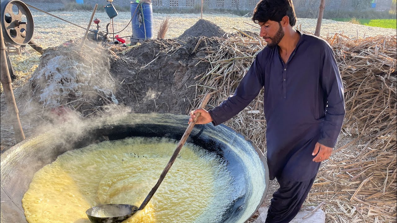Jaggery making point on road || Natural sugar point 