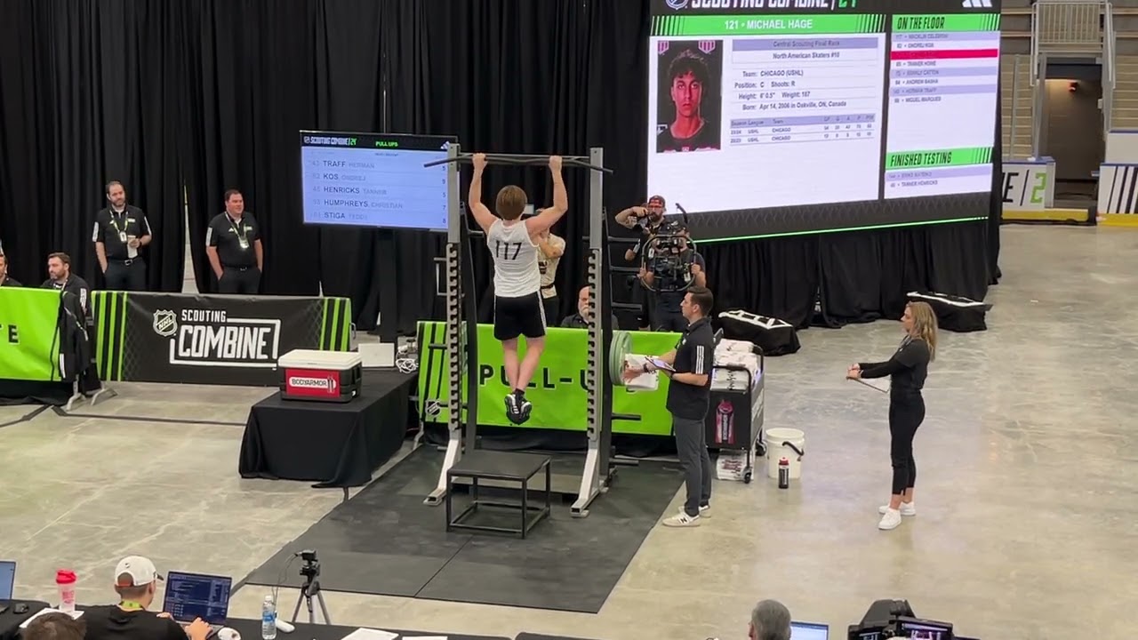 Macklin Celebrini Does Pull-Ups at the Combine