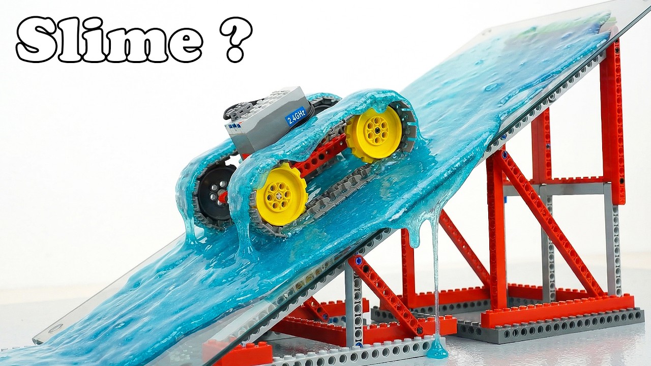 Testing 12 LEGO Cars Drift on Growing Slime SLOPE Challenge | LT Lego Tech