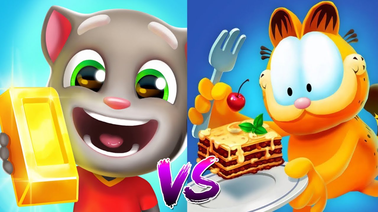 Talking Tom Gold Run VS Garfield Rush Соревнование Джинджер VS Гарфилд