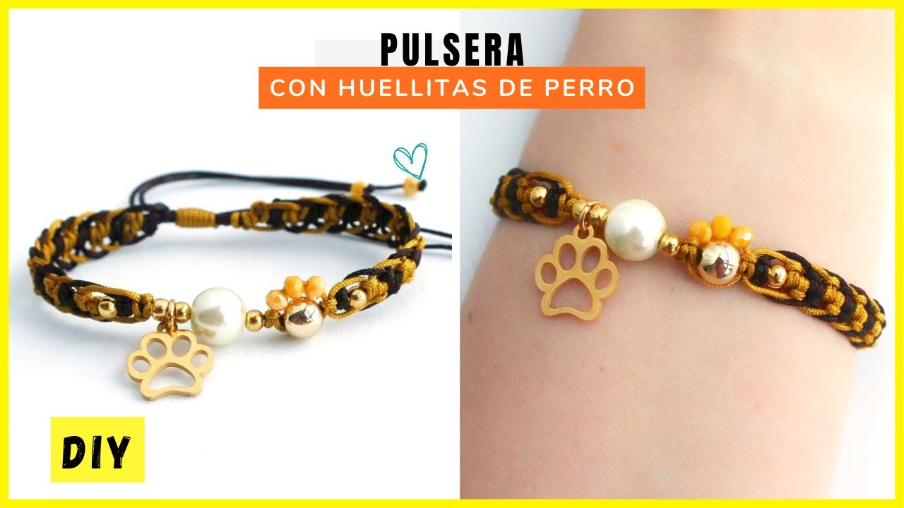 Como hacer PULSERAS de HILO en MACRAMÉ con HUELLAS de PERRO 🐶/ #cursosdebisuteria