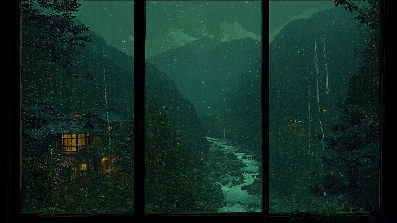 Peaceful Rainy Evening in the City with Window Ambience and Rain Sounds for Sleep