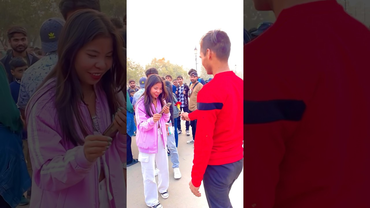 Girls Rose Prank Dekho🌹😂 #youtube #viral #trending #public #reaction #shorts #stunts #flips #video