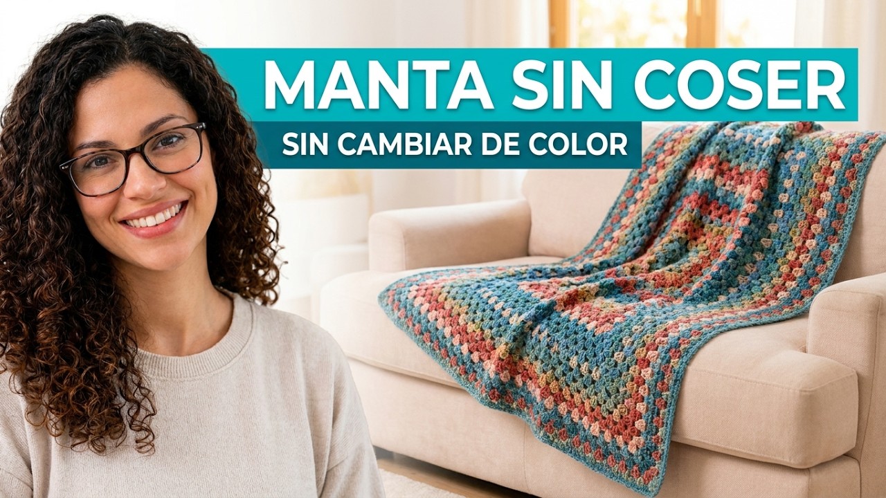 Como Tejer una Manta a ganchillo sin coser ,ni cambiar de color 