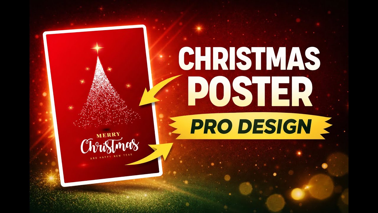 Modern Christmas Poster in Illustrator l merry christmas