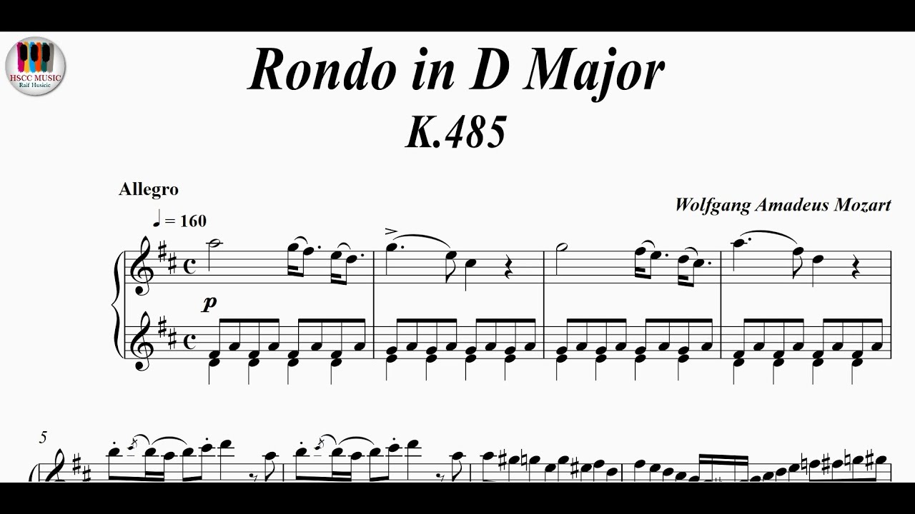Rondo in D Major K.485 - Wolfgang Amadeus Mozart, Piano