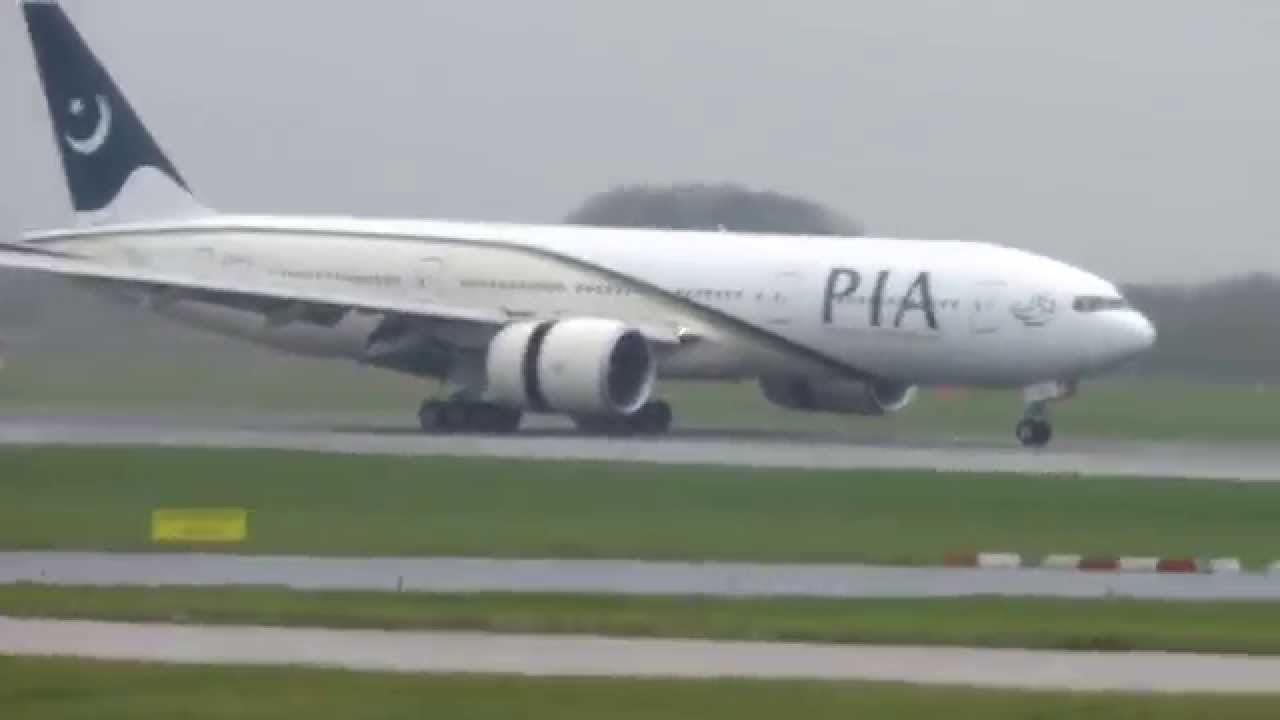 PIA B777-200LR AP-BGZ landing at MAN airport 05/04/14