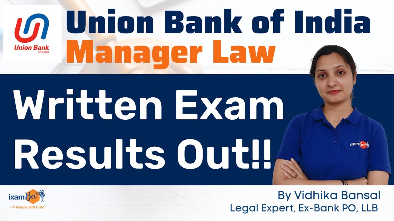 Union Bank of India Manager Law - Written Exam Results Out || By Vidhika Mam