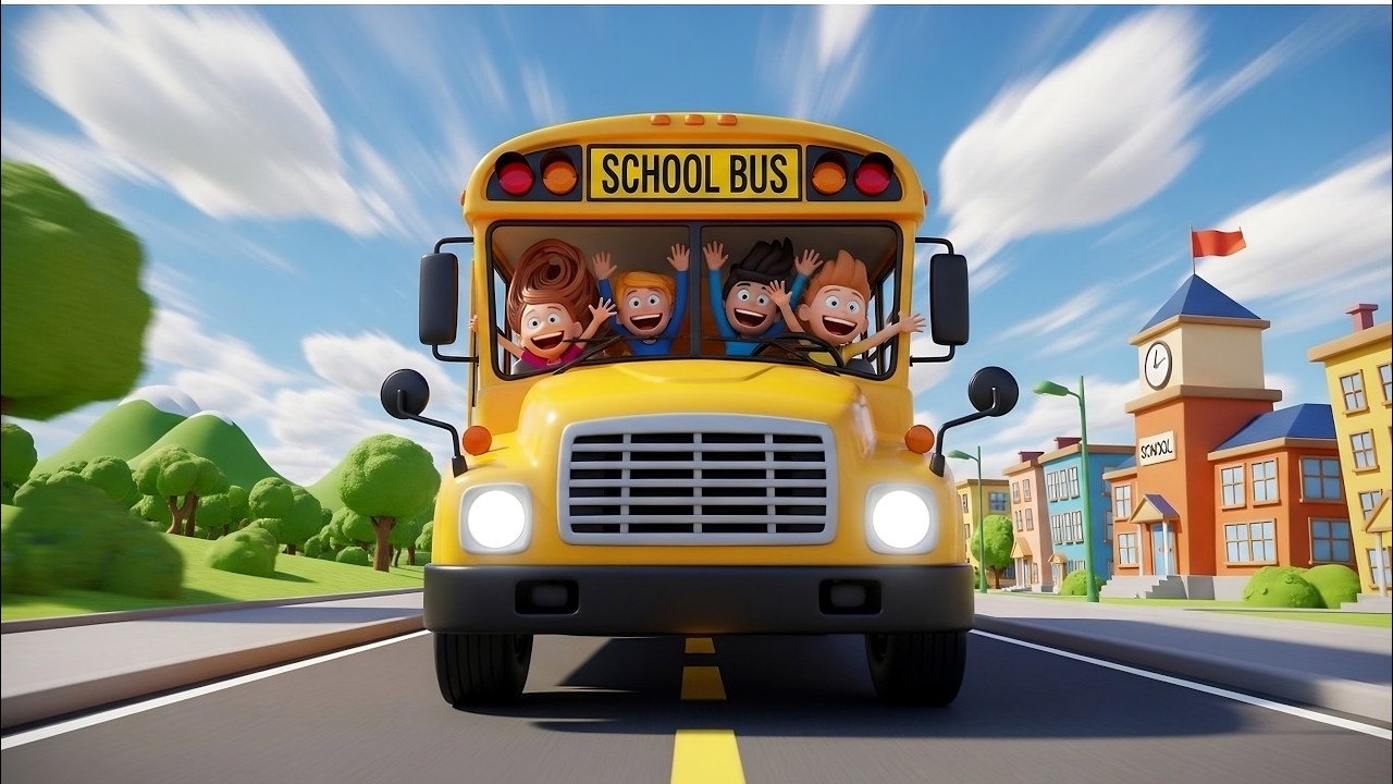 Wheels on the School Bus Song 🚌 Fun Kids Nursery Rhyme | 3D Cartoon Animation for Children