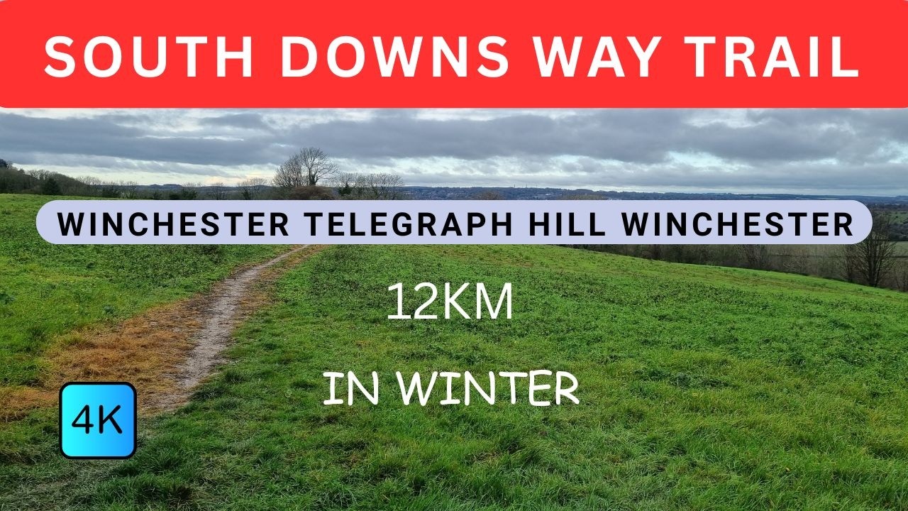 South Downs Way Trail, Winchester, Telegraph Hill, Winchester 12Km in winter, Hampshire, UK
