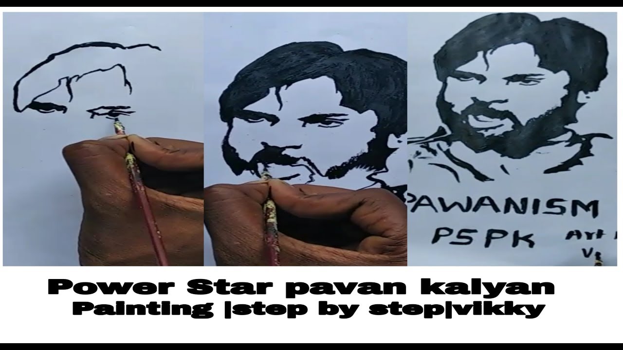 How to paint power Star pavan kalyan photo |step by step |vikky .....