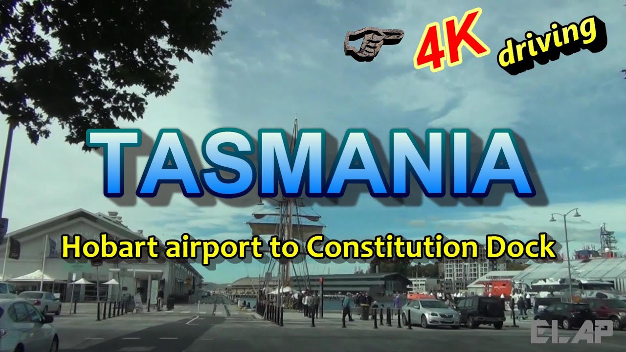 4k Dash cam Australia, TASMANIA, HOBART.  Driving from Hobart airport to Constitution Dock.