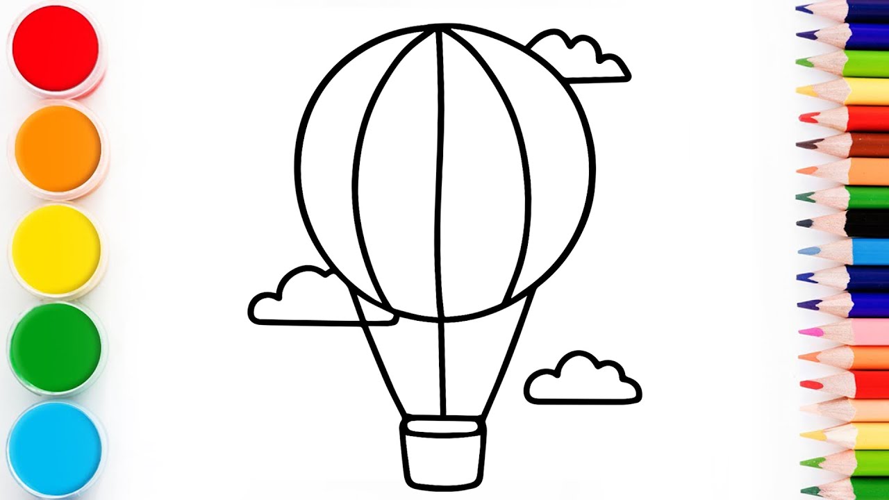 How to Draw Hot air Balloon | Step by Step