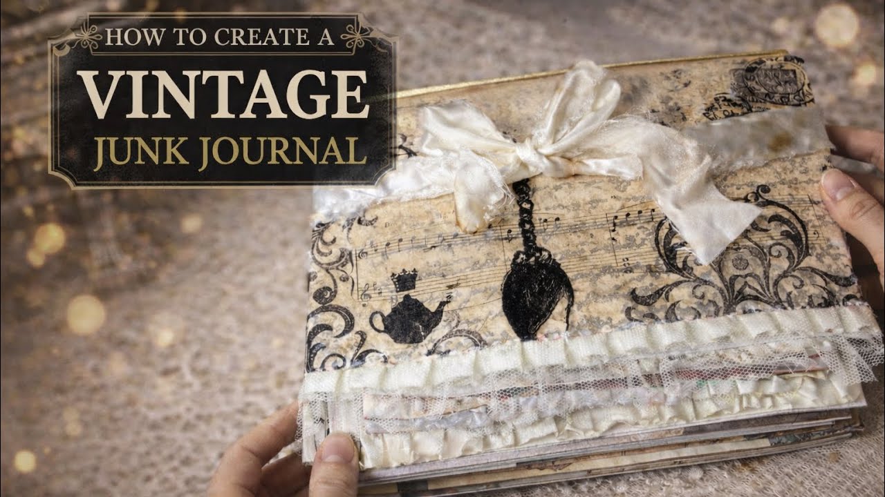 I made a junk journal bound with ribbon. 