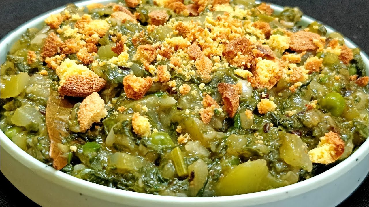 নিরামিষ লাউ পালং ঘন্ট /lau palang ghanta /vegetarian recipe 