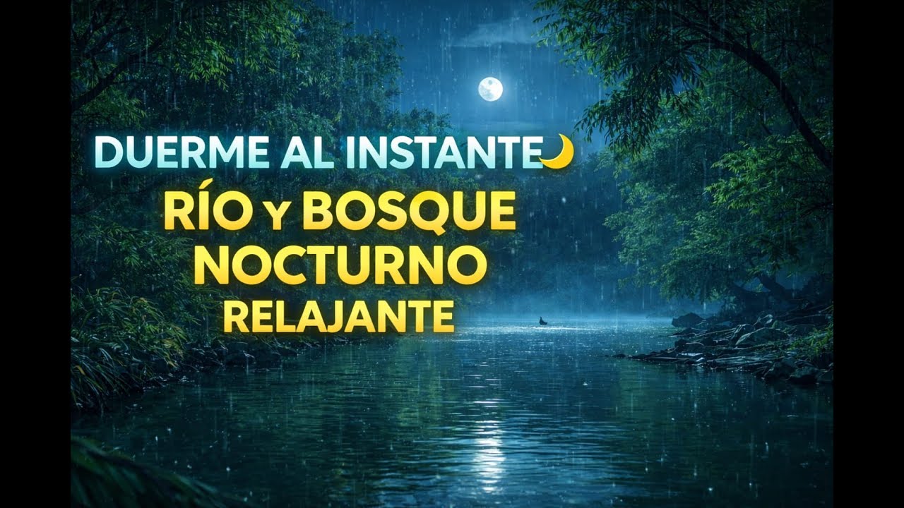 Sonido de Río y Lluvia para Dormir Profundamente 🌙 Bosque Nocturno Relajante