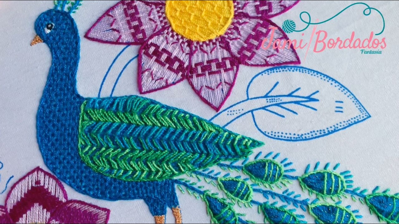 Bordado Pavo real 1#bordado #embroidery #tutorial