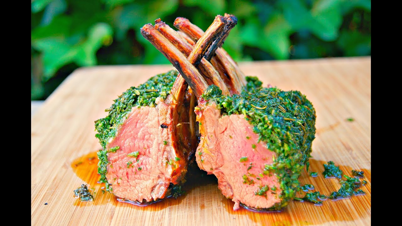 How To Roast a Rack of Lamb - Lamb carre - Lamb chops - Lamb loin Green Crusted Barbecue Recipe