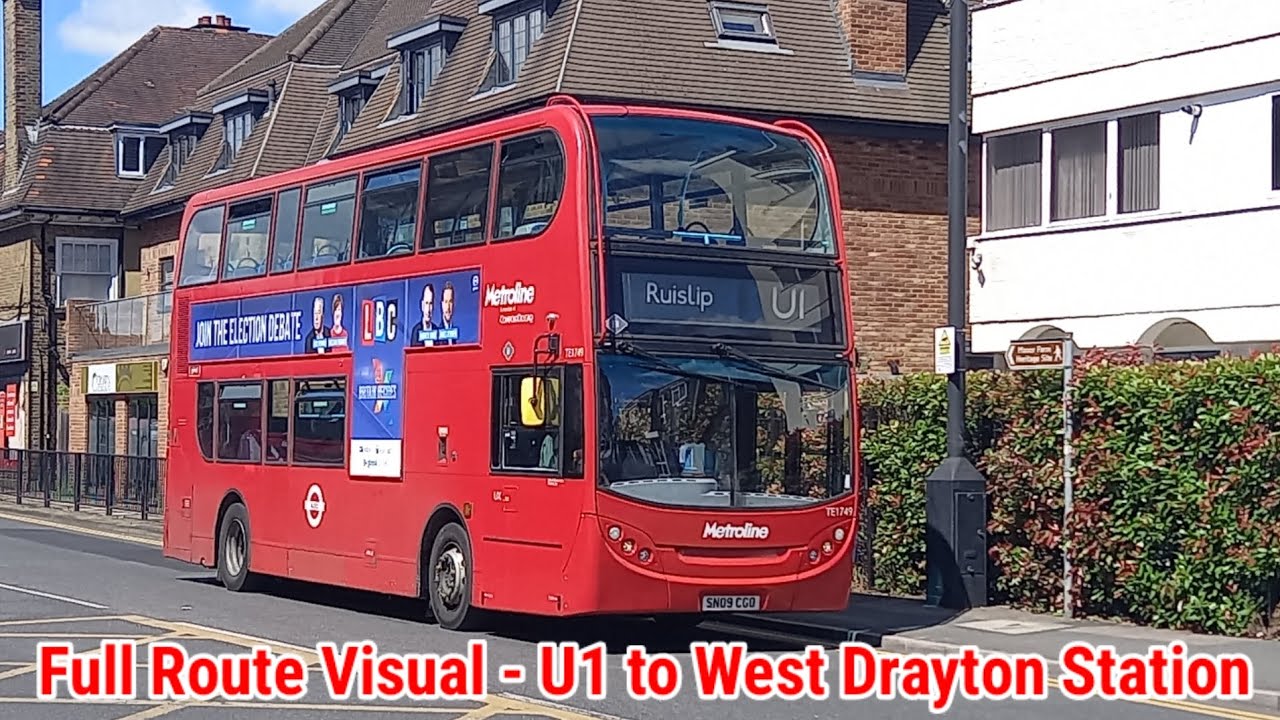 Full Route Visual | London Bus Route U1 - Ruislip Station to West Drayton Station | (TE1749) SN09CGO
