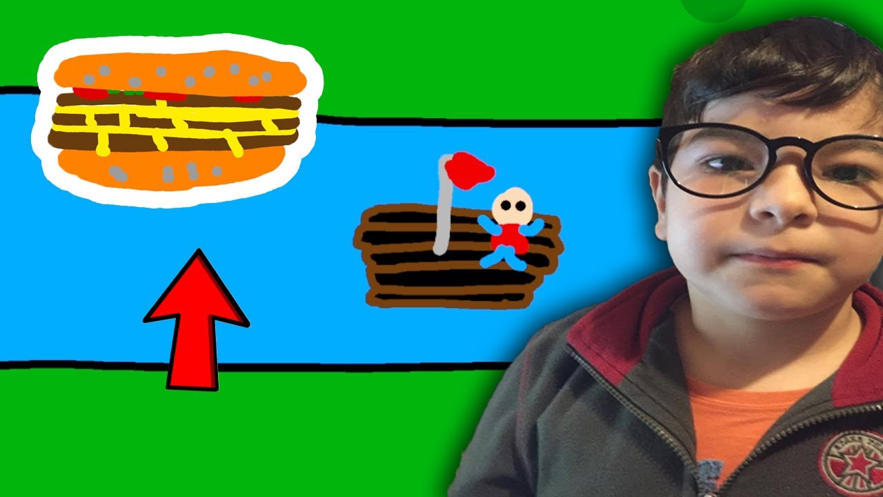L-am desenat pe iustinel care merge cu Pluta dupa BURGERI!