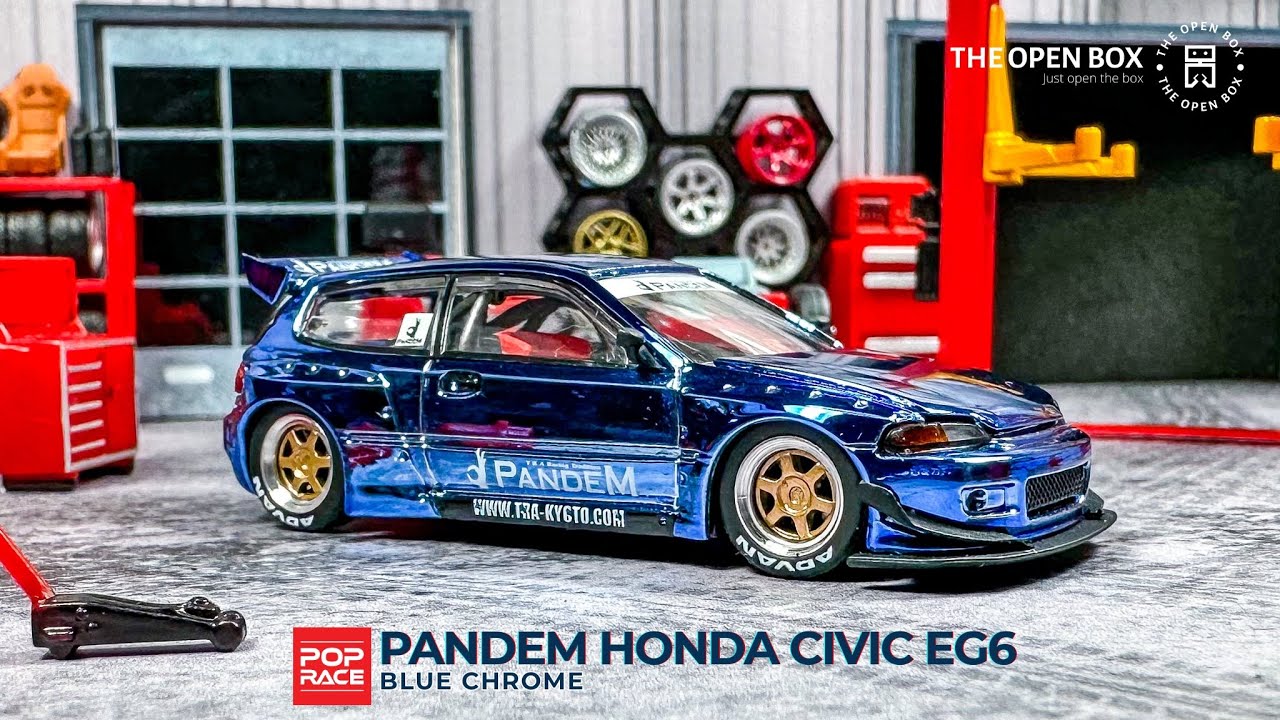 Unboxing POP RACE 1:64 Pandem Honda Civic EG6 v1.5 - Blue Chrome @TheOpenBox858 