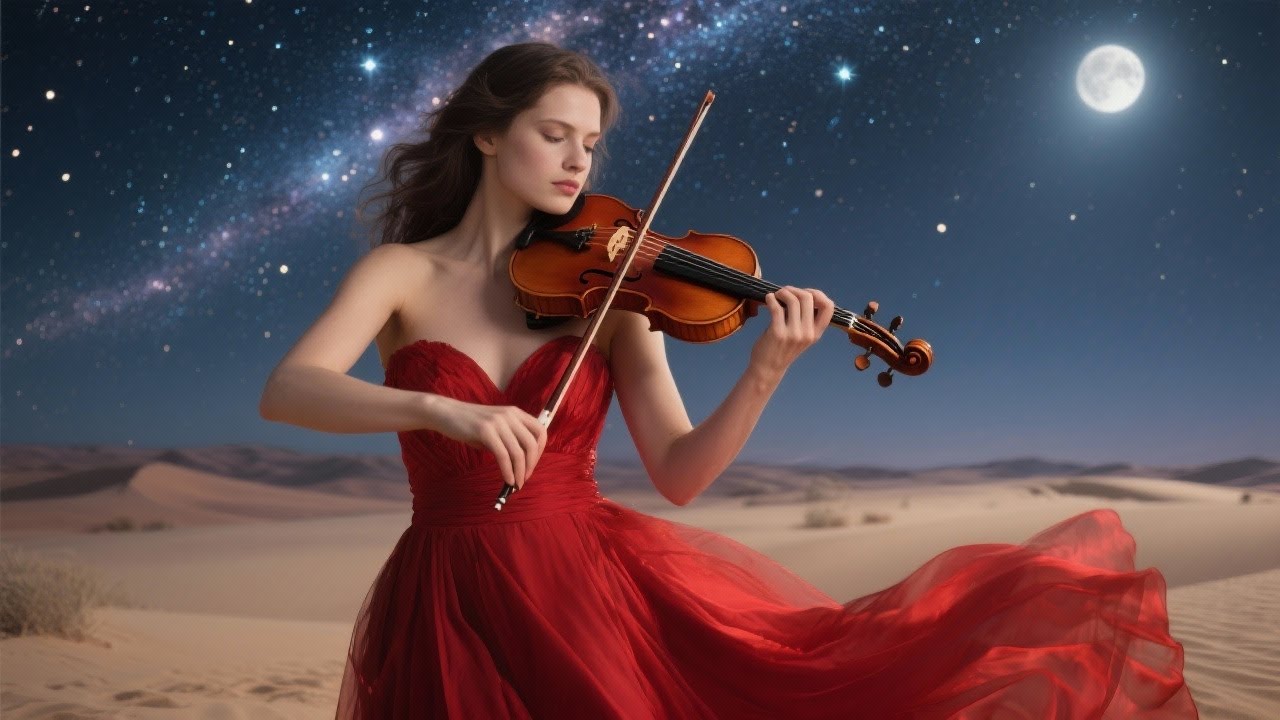 🎻🎹 Violin & Piano on Desert Night - Cinematic Instrumental - Crimson Dream Harmony ✨🌙🔥