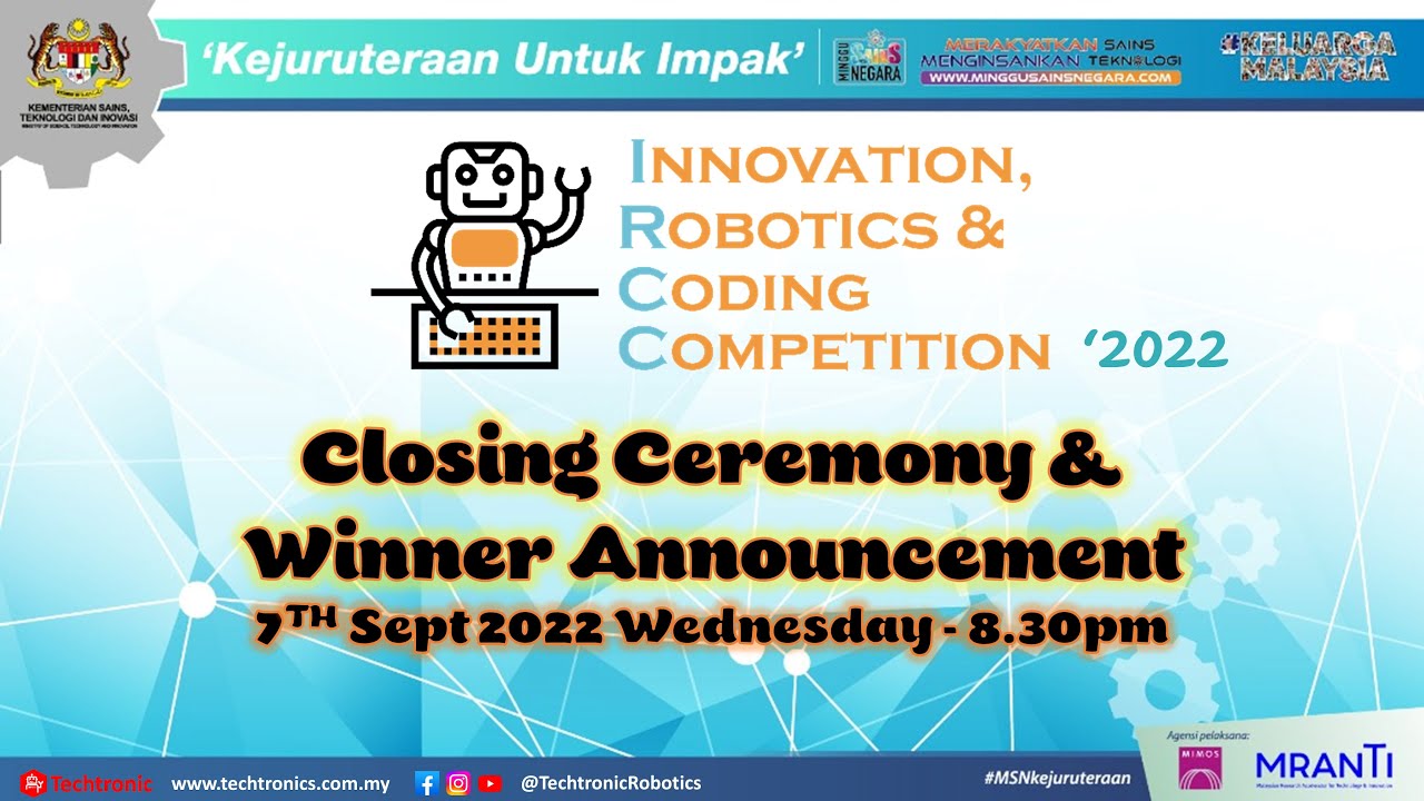 IRCC2022: Closing Ceremony and Winner Announcement #IRCC2022 #MOSTI #MSNkejuruteraan