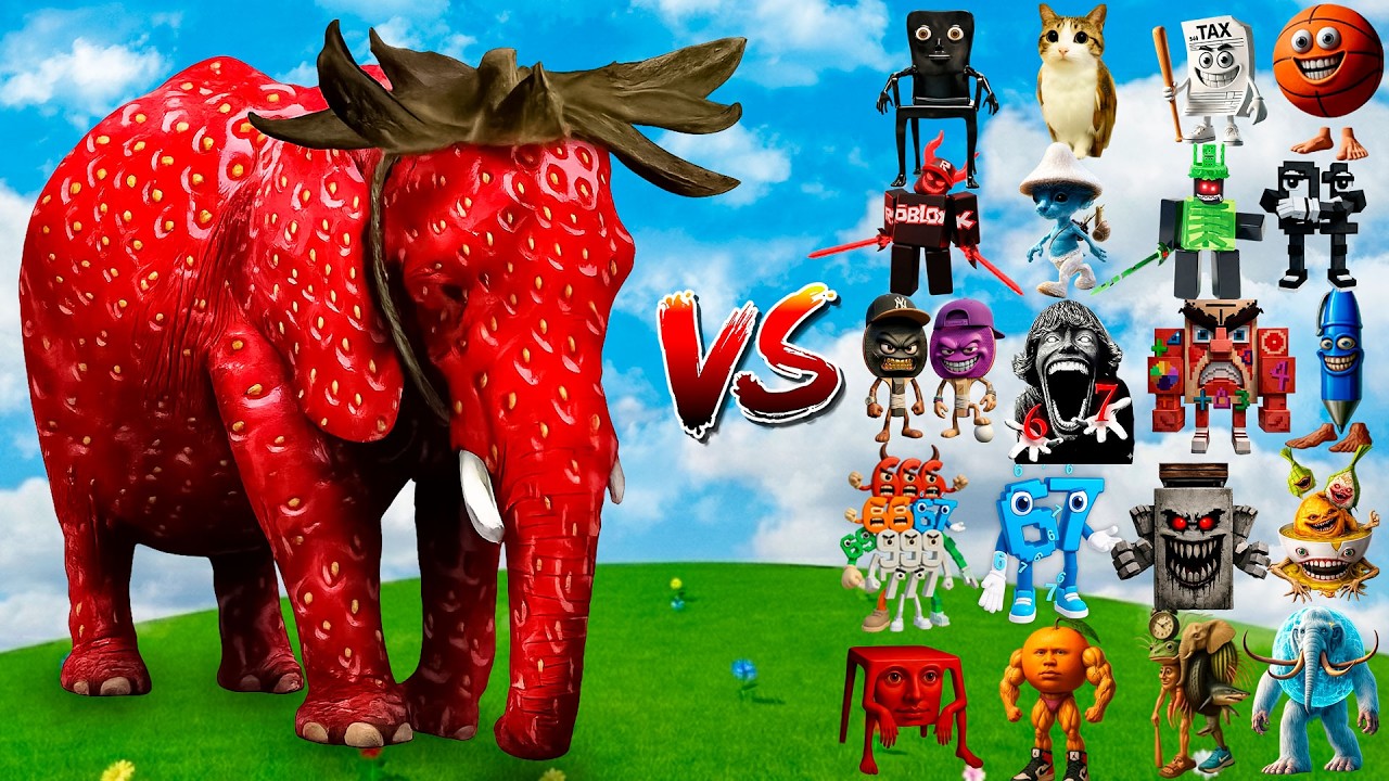 STRAWBERRY ELEPHANT vs All NEW Secret Brainrot Bosses | Minecraft Mob Battle