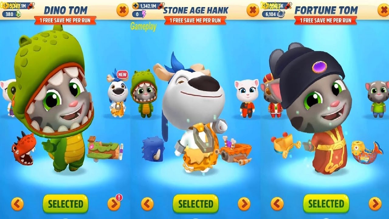 Talking Tom Gold Run New Update Dino Tom VS Stone Age Hank VS Fortune Tom VS Boss Fight