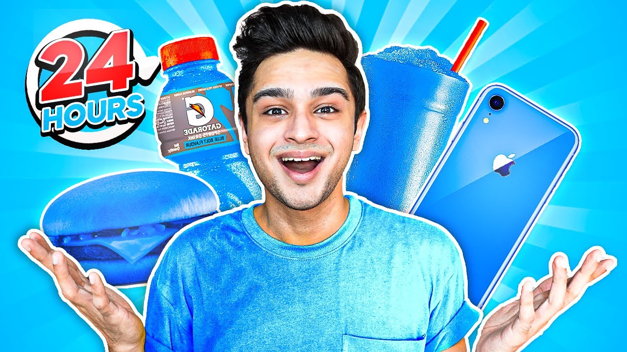 BUYING Everything BLUE For 24 Hours!! (EXTREME CHALLENGE)