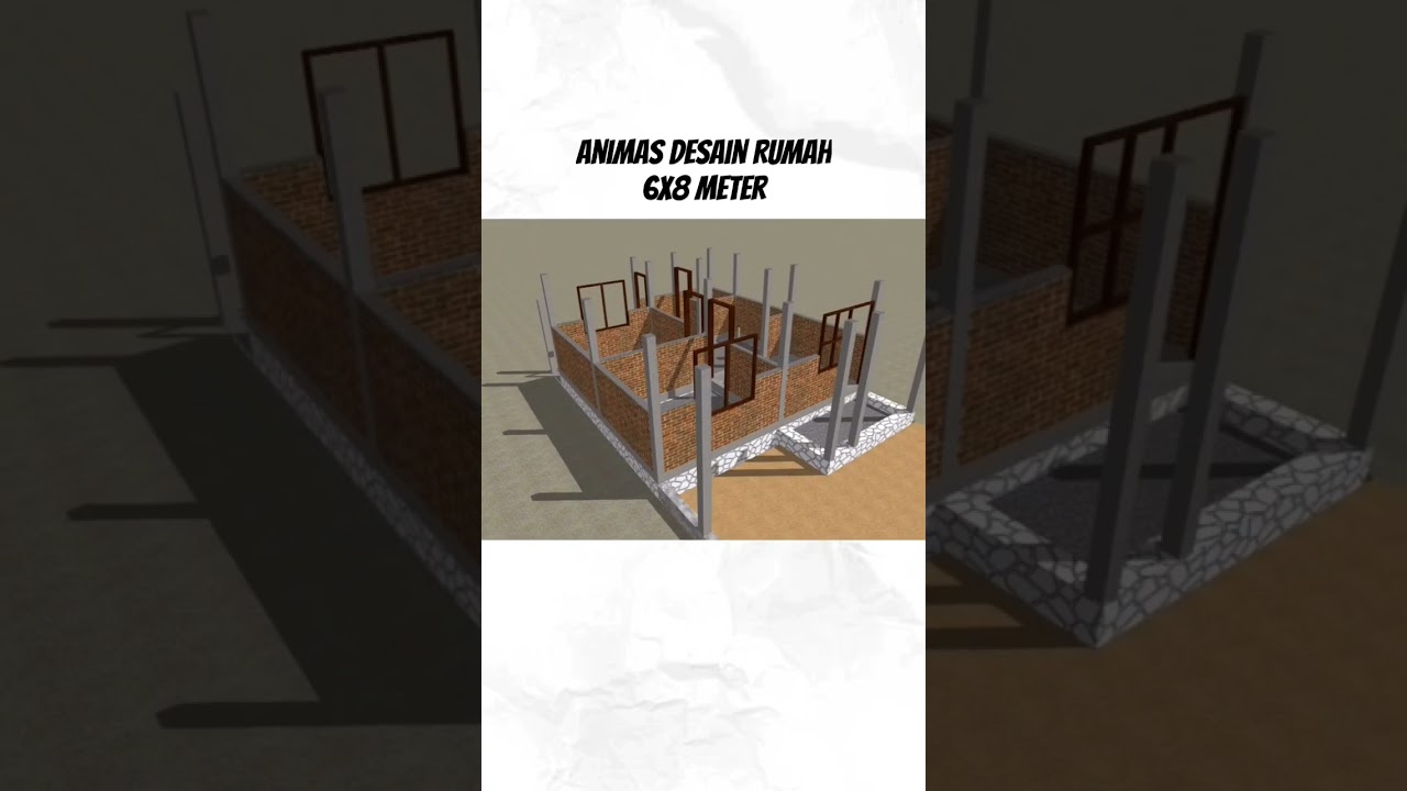 animasi Desain Rumah 6x8 meter 2 kamar tidur, Shorts animation