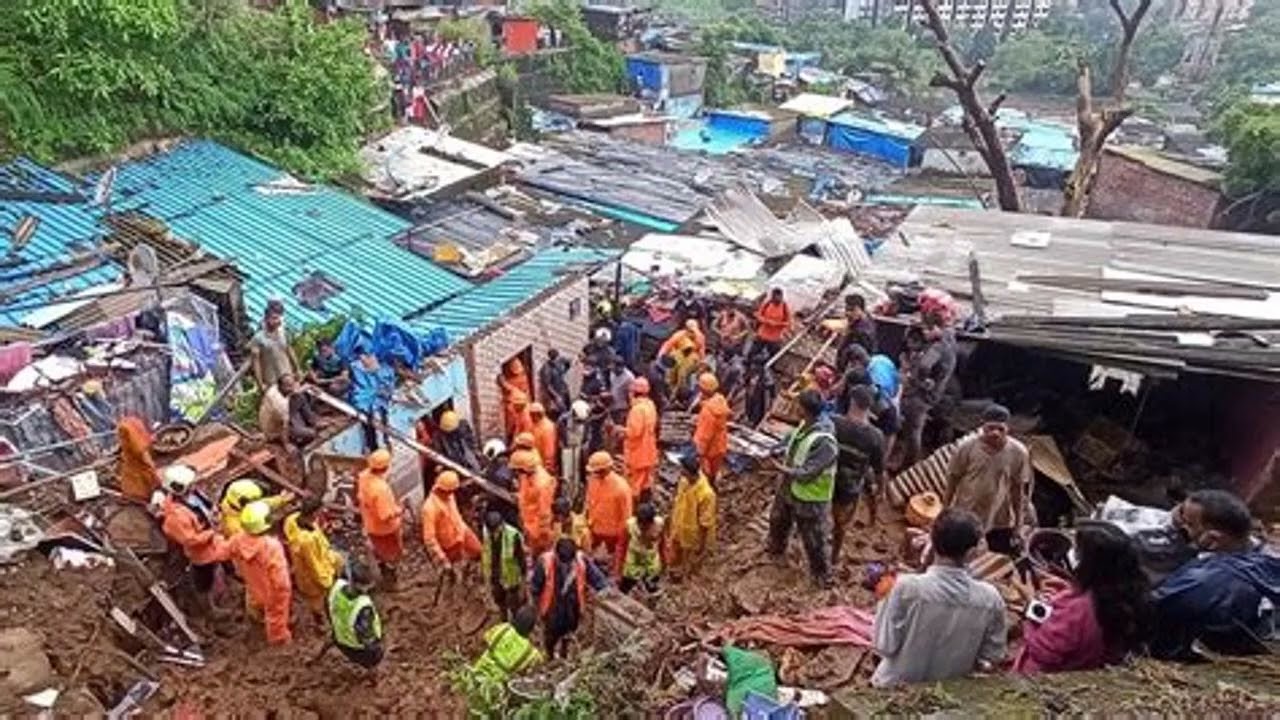 Mumbai rains 2 dead in landslide in Vikhroli IMD issues red alert for more showers  Video