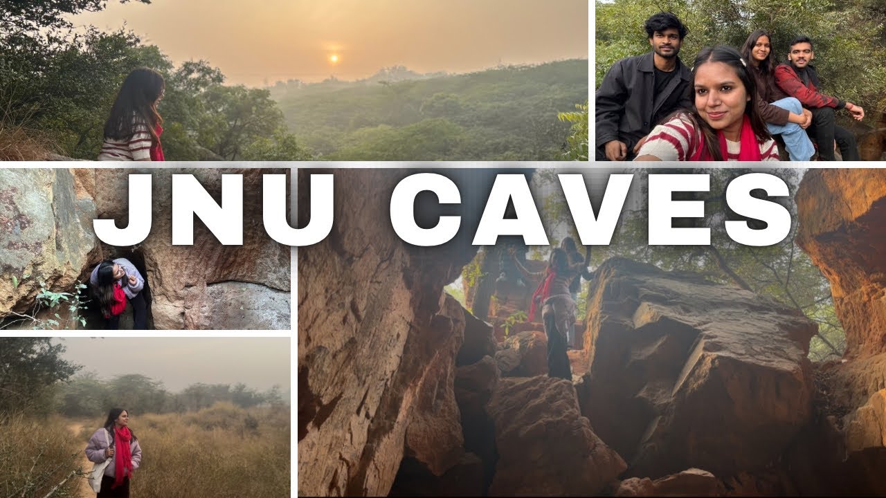 JNU Caves Vlog 🌿|| haunted place👻||  Hidden Caves of JNU #jnucaves #aradhyajnu #vlog #friendship 