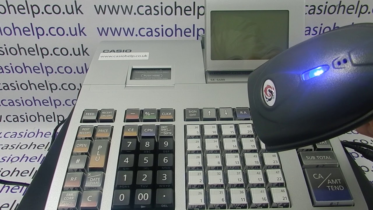 How To Set Up A Barcode Scanner With The Casio SE-S400 SE-S800 PCR-T500 PCR-T520 Cash Register