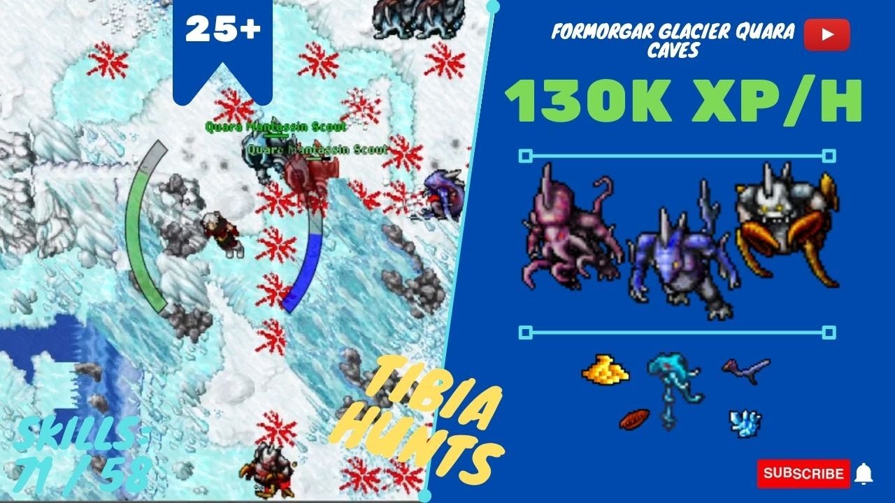 RP SOLO LVL 25+ 130K XP/H - SKILLS 71/58 - Formorgar Glacier Quara Caves - TIBIA HUNT