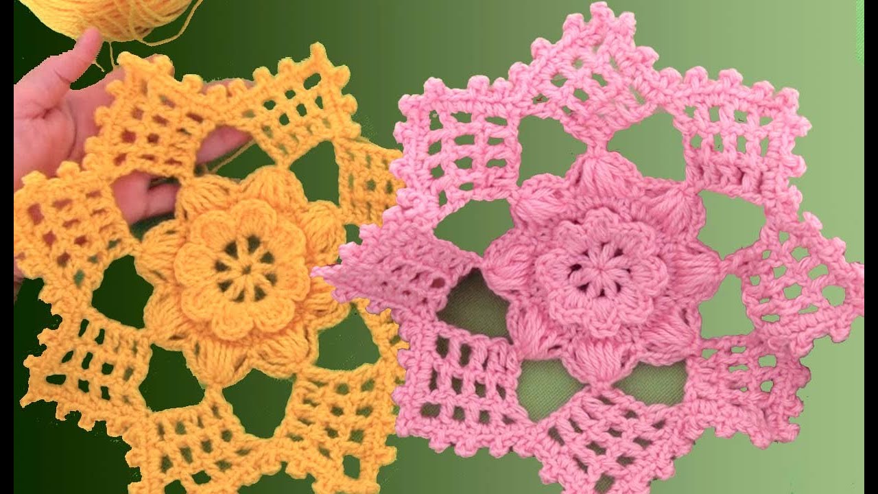 Como hacer flores Fantásticas Súper Fácil a crochet para centros de mesa mantas tejidas