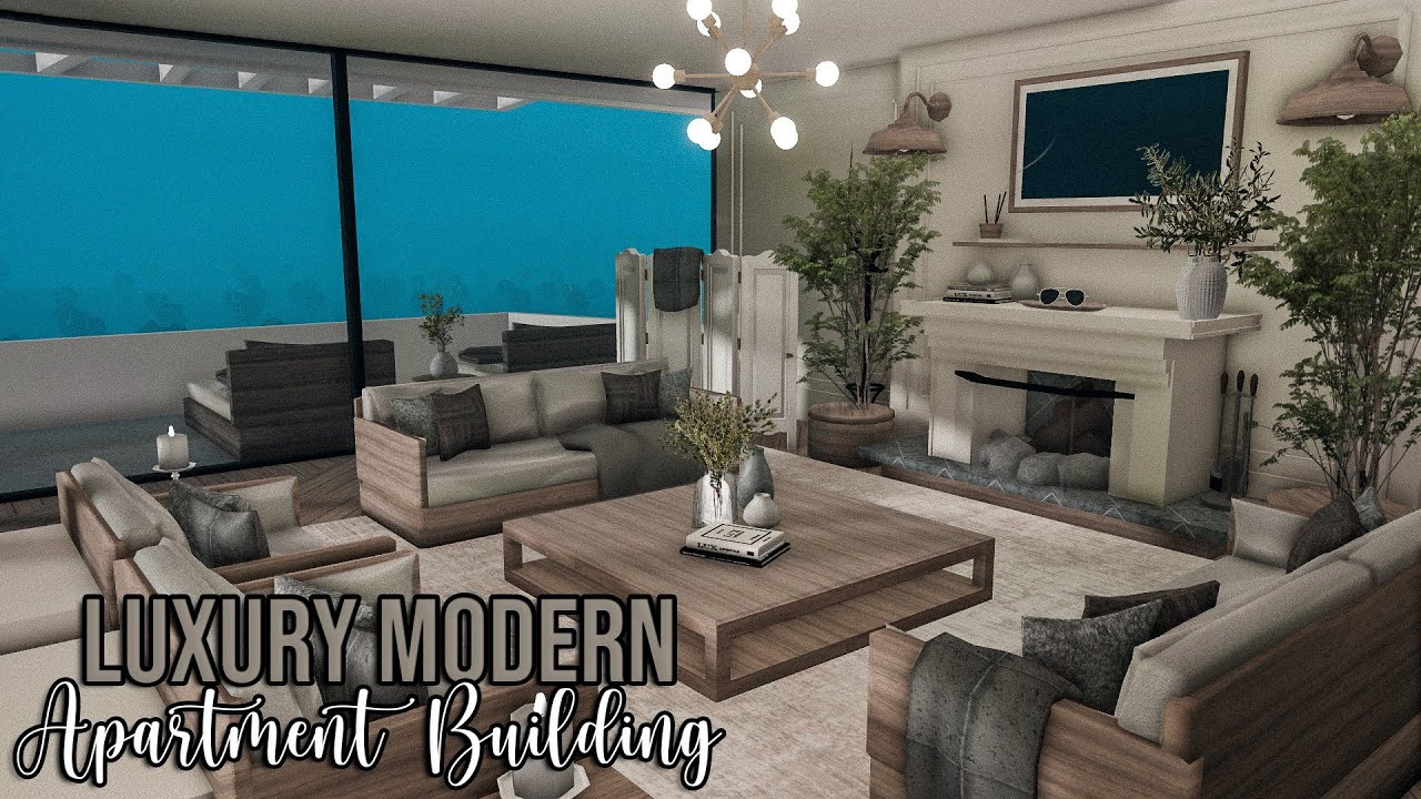 ROBLOX | Bloxburg Huge Luxurious Apartment Building Speedbuild | Tutorial | Interior Pt.1 | Ellvoi