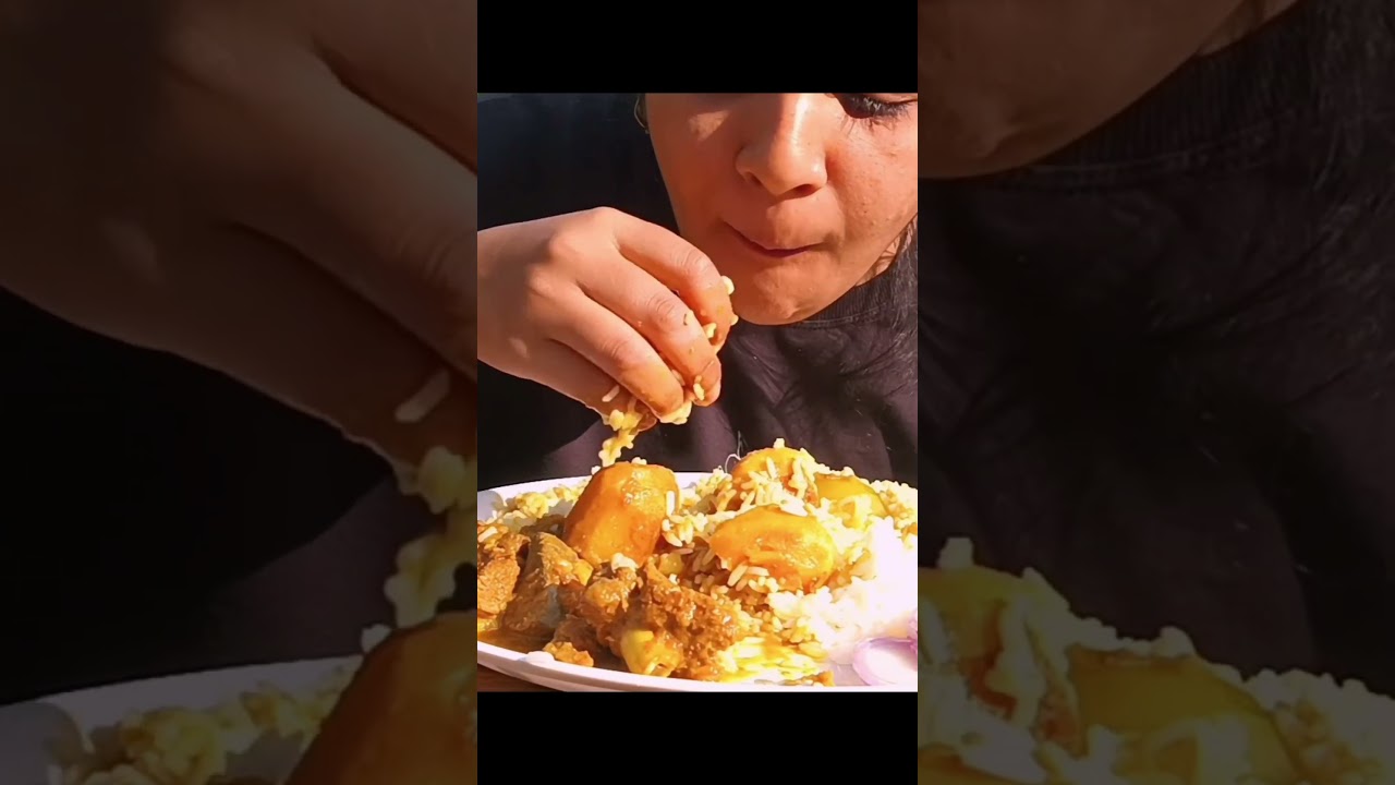 Eating Rice With Spicy Mutton Curry 🥵